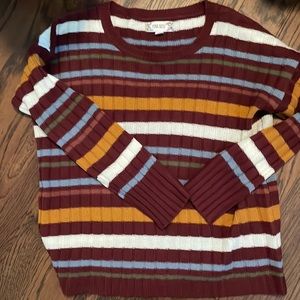 Pink Rose women’s large maroon striped  sweater, like new,  never wore